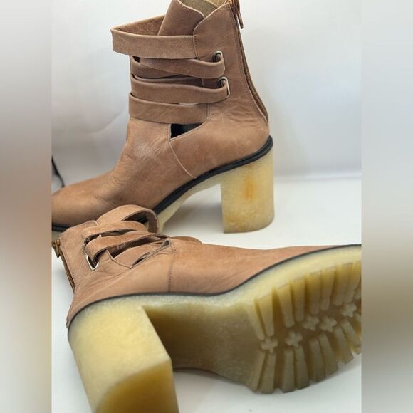 Free People Women’s Size 38.5 US 8 Jesse Cutout Platform Boots English Tan - Picture 11 of 14